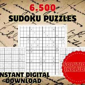 Paquete de Sudokus de 6.500 piezas: Entrenamiento mental y alivio del estrés (descarga digital)