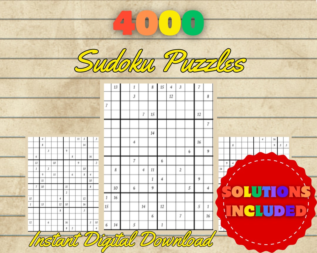 4000 Sudoku Puzzle Bundle Logic Puzzle Instant Download Etsy