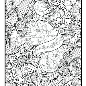 Adult coloring book - Tattoo Design - Adult Coloring Books - Coloring Book PDF - Custom Tattoo - Instant Download - Digital Coloring Book