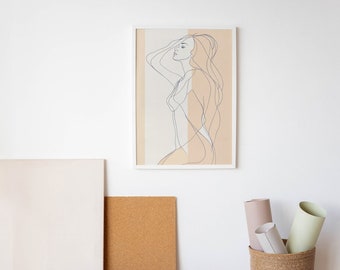 Abstract Female Figure Line Art Print: Woman Body Positive (Digital Download)