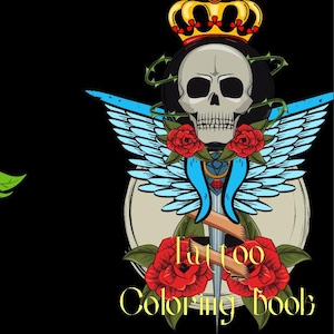 Tattoo Design Custom - Tattoo Coloring Book For Adults - Instant Download