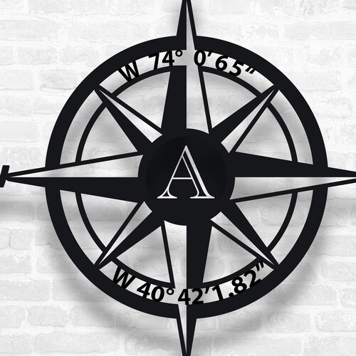 Nautical Compass Rose Metal Wall Art Etsy