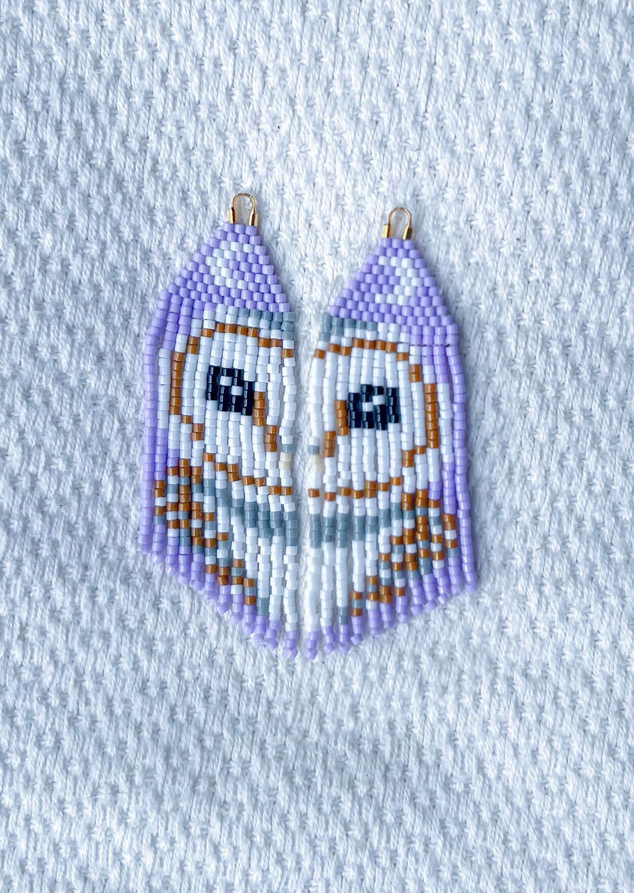 Barn Owl / Fringe / Tassel / Hand Beaded Earrings  / Made To Order