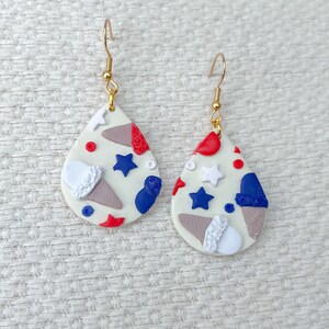 4th of July, Ice Cream, Star, Polymer Clay, Dangle Earring