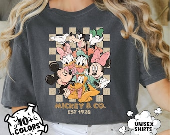 chemise vintage Mickey & Co 1928 Comfort Colors, chemise Mickey et ses amis, chemise vintage Disneyland, chemises Disneyworld, chemises de famille Disney