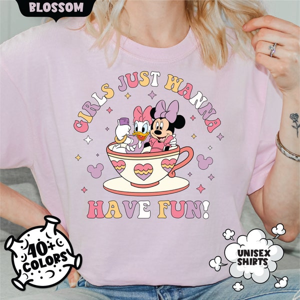 Comfort Colors® Girls Just Wanna Have Fun Shirt, Minnie Daisy Summer Shirt, Disney Besties Shirt, Best Friends T-Shirt, Disney Besties Shirt