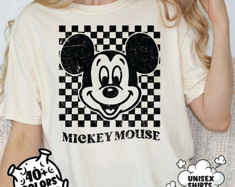 Comfort Colors® Vintage Mickey Shirt, Disney Shirt, Mickey 1928 Shirt, Checkered Mickey Shirt, Checkered Disney Shirt, Retro Disney Shirt