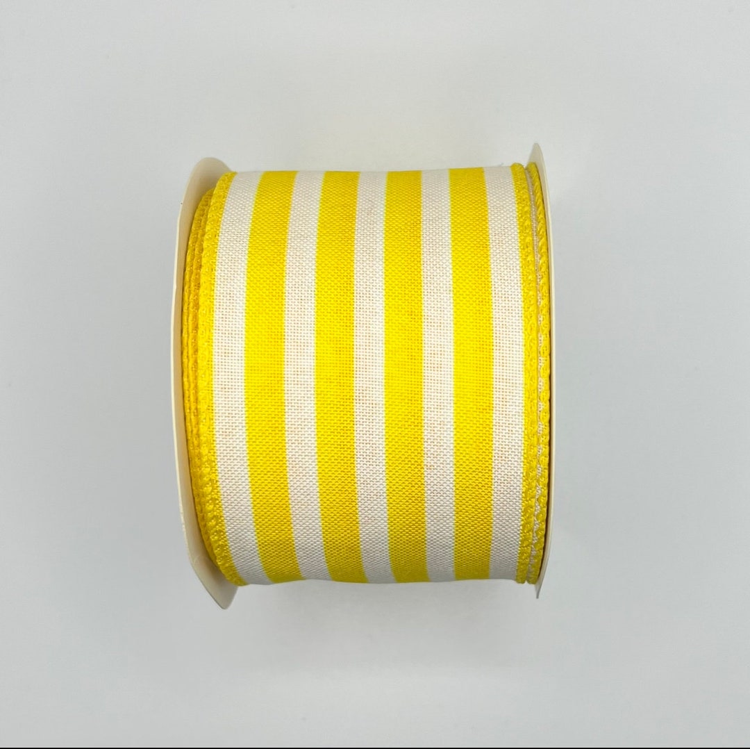 2.5 Inch Yellow Stripe Ribbon Spring Summer Etsy