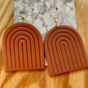 Terracotta statement arch dangle earrings