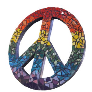 One-of-a-Kind Wall Decor Peace Sign - Hand-made Mosaic Art - Unique Piece Wall Hanging Home Decor - Original gift for the home or the office