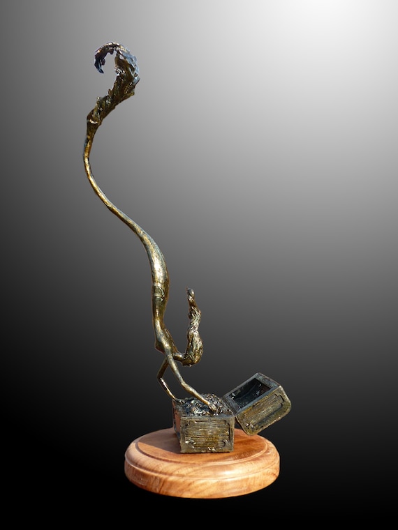 Escultura de Sirena - Original Esculpido a Mano - Edición Limitada en Resina - Pieza de Arte de Elaboración Artesanal con Base de Madera