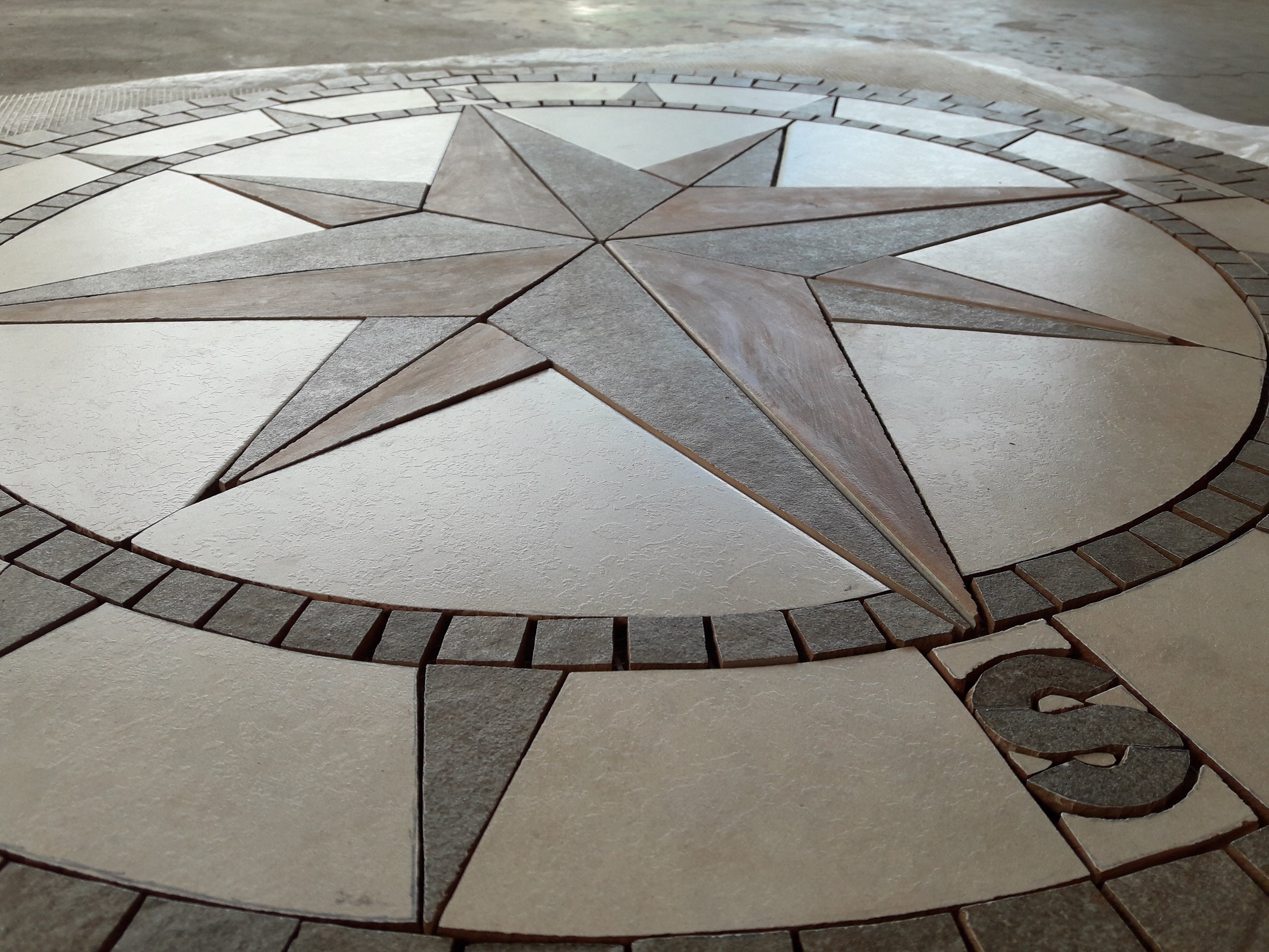 Compass Rose Mosaic Art, Handmade in Ceramic Tiles, Design for Indoor ...