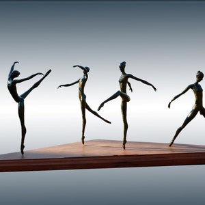 Ballet Dancers Figurative Sculpture, Handmade Resin Art with Wooden Base, Limited Edition, Perfect Home Deco Gift for Dance Lovers