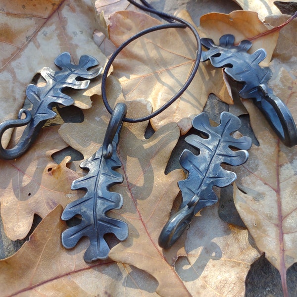 Hand Forged Oak Leaf Pendant/Necklace/Keychain