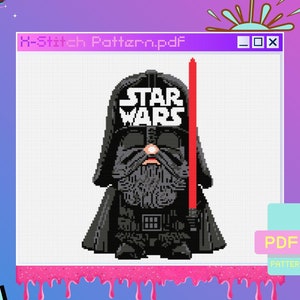 Darth Gnome Cross Stitch Pattern Funny  Fan Gift Geeky X-Stitch Wars Cross Stitch Chart Fun Modern Cross Stitch Pattern