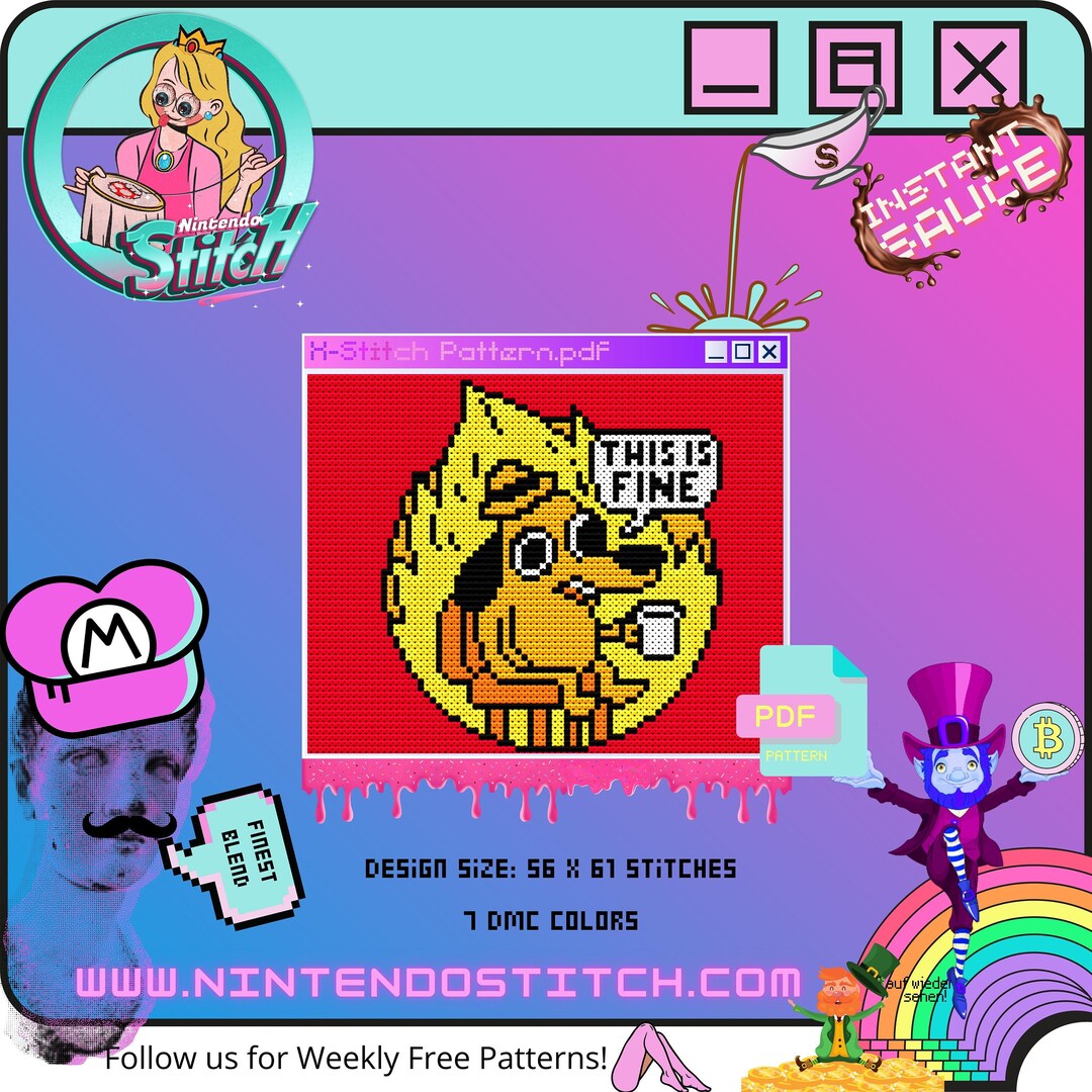 This is Fine Dog Cross Stitch Pattern Don't Care Xstitch Etsy