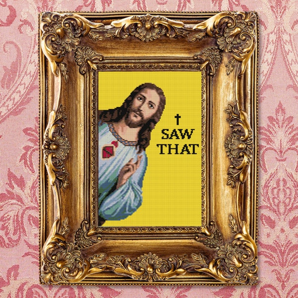 Jesus sah ich, dass Kreuzstichmuster, lustig, schnarrig, religiös, Christus Meme, sarkastisch, xstitch Humor, urteilend, Modern, Populär