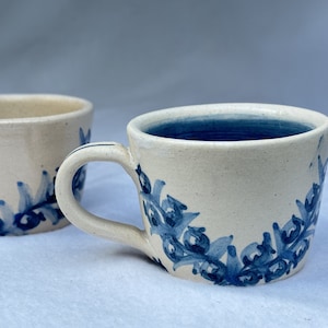 Dorchester Pottery Demitasse Cups: Blueberry Stoneware, Signed (Set of 2)