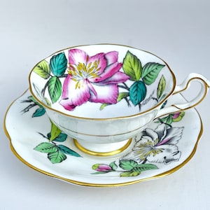 Vintage Rosina Floral Teacup Set: Hand-Painted English Bone China