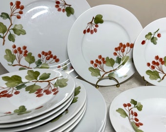 Richard Ginori Red Currant Plates - 1980s Vintage Italian Dinnerware