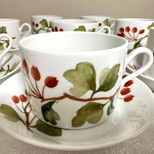 Vintage Richard Ginori Cup and Saucer: Red Currant Design, Made in Italy