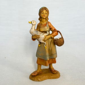 Fontanini Nativity Figurines, 1983 Debora, Girl with Goose, 5" Heirloom Nativity Collection, Made in Italy