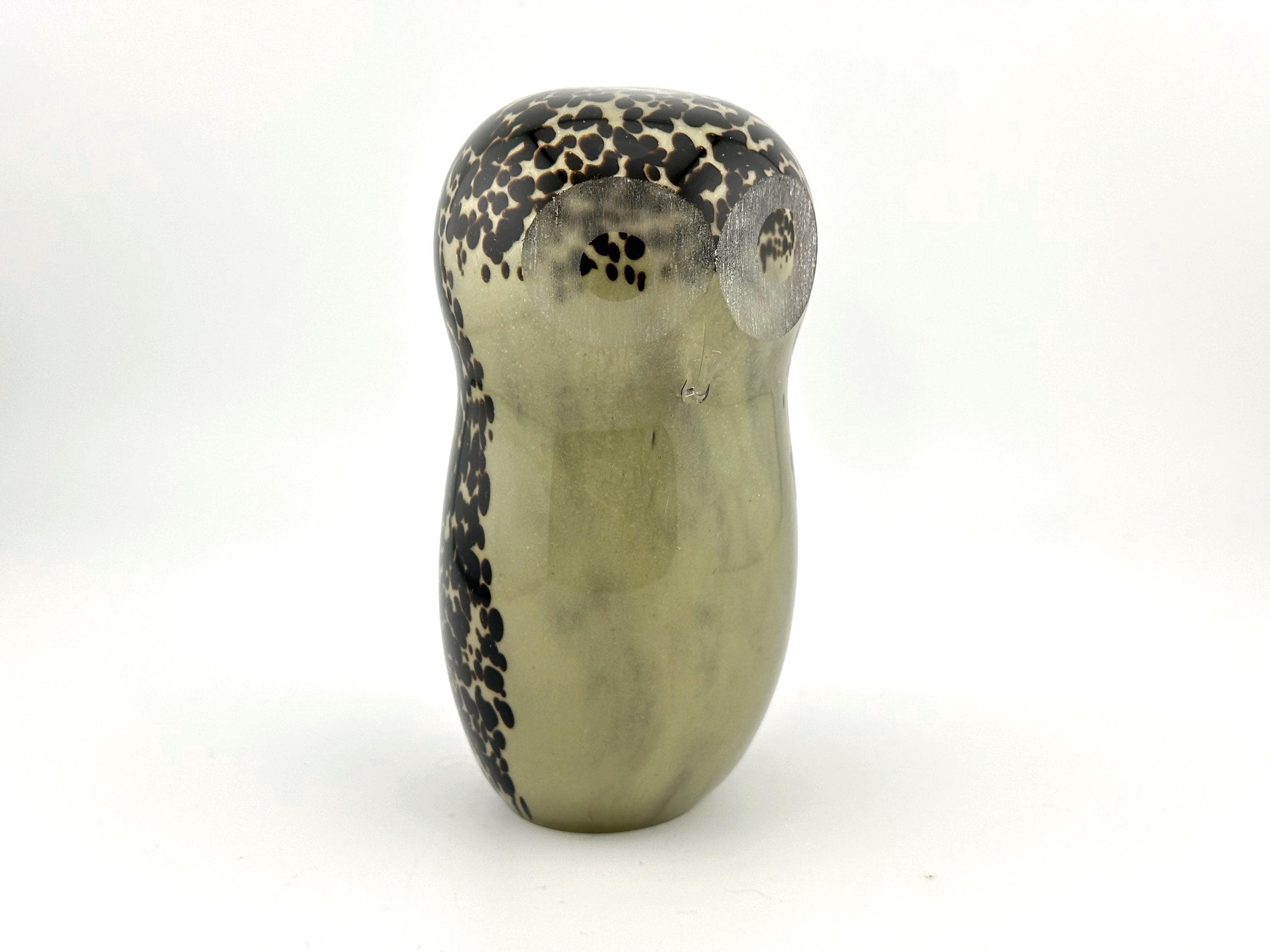 Wedgwood Brown Speckled Glass Owl Paperweight, Signed Wedgwood England