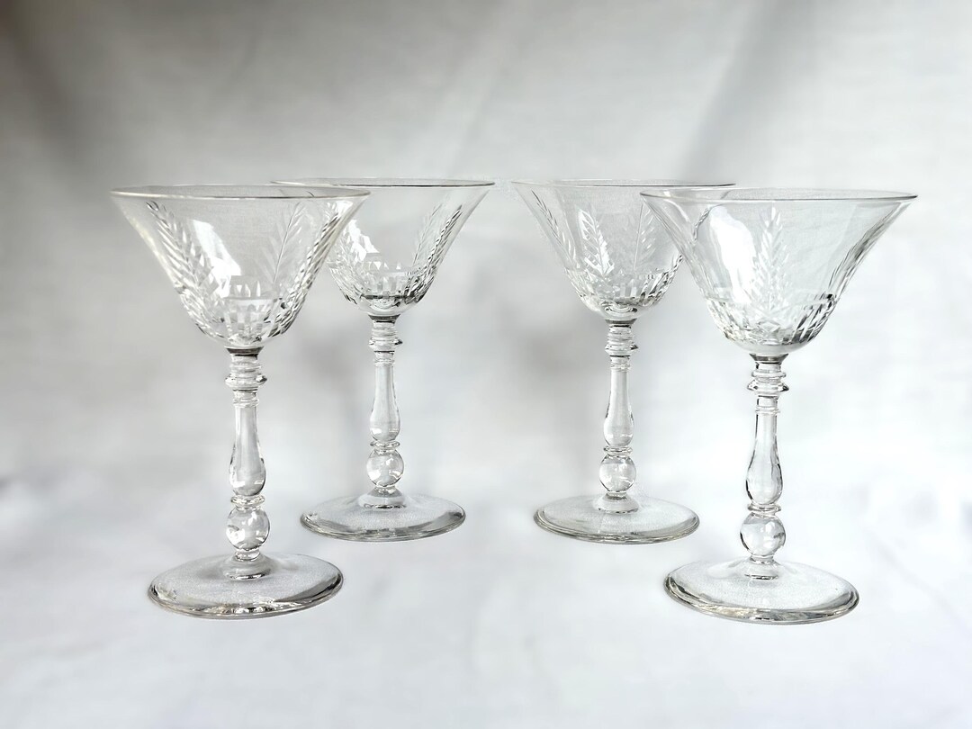 Bryce Crystal Champagne Glasses – Set of 4, Cut Crystal Stem 854 ...