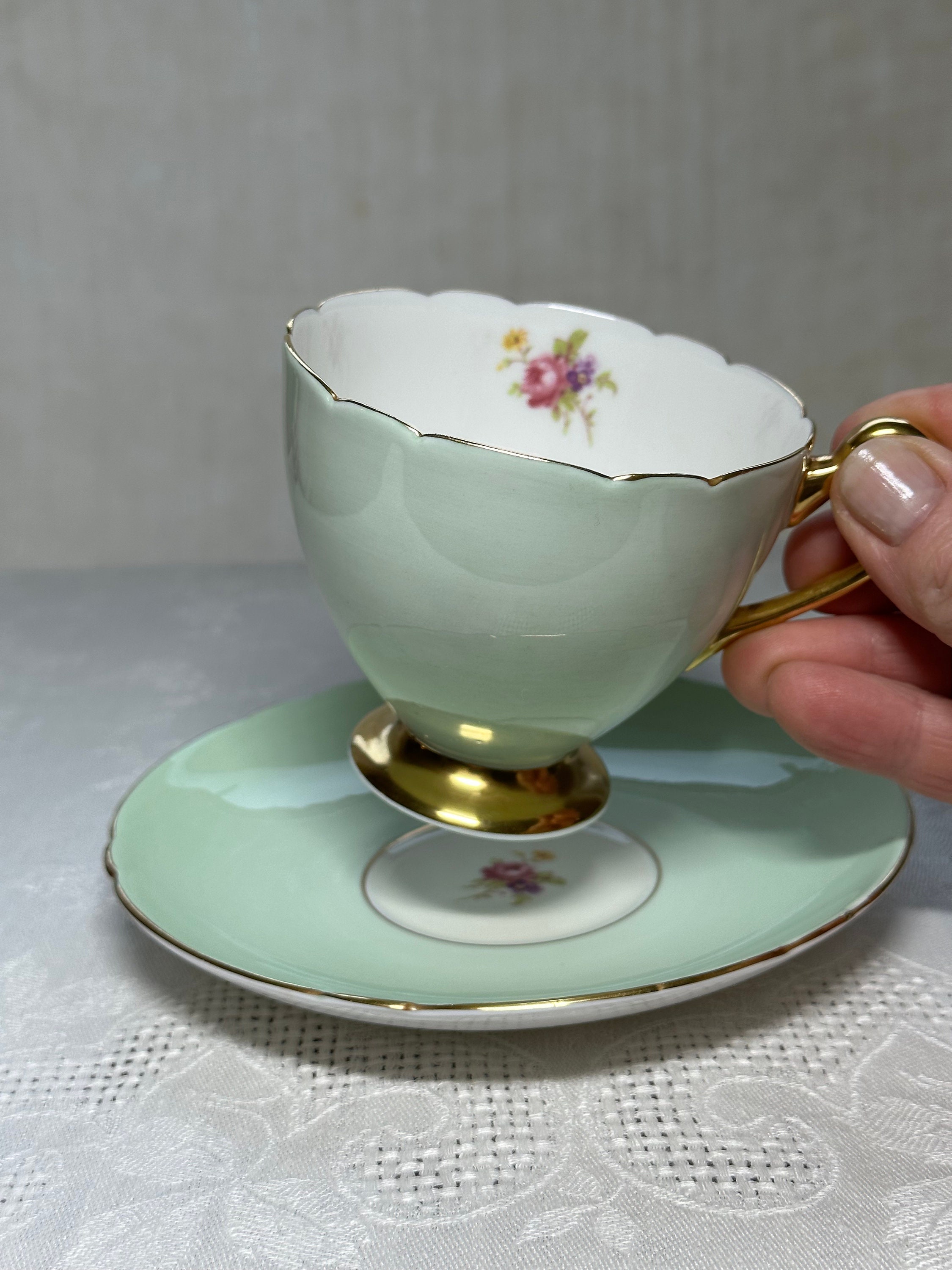 Shelley Cup and Saucer Pattern 13432 Pale Green Ripon Shape Etsy