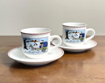 Juegos de taza y platillo de café expreso navideños Naif de Villeroy & Boch - Dos juegos de café expreso
