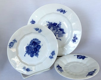 Royal Copenhagen Blue Flowers Angular Assorted Plates, 8514, 8553, 8606 Factory 2nds