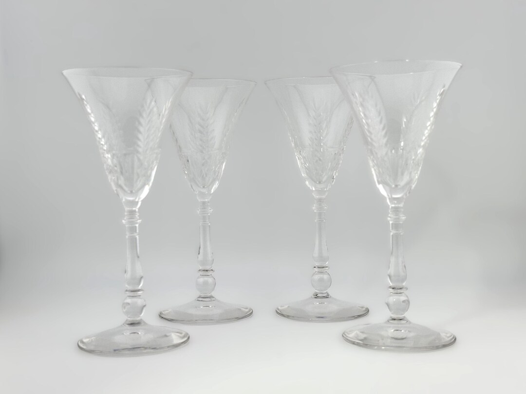 Bryce Crystal Sherry Glasses – Set of 4, Cut Crystal Stem 854 Feather ...