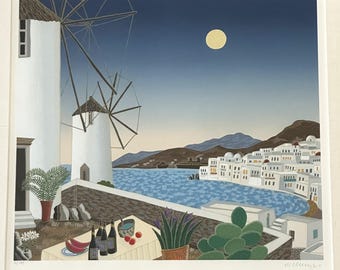 Vintage Thomas Mcknight • Mykonos View • Framed 1980s Poster Vintage Thomas Mcknight • Mykonos View • Framed 1980s Poster