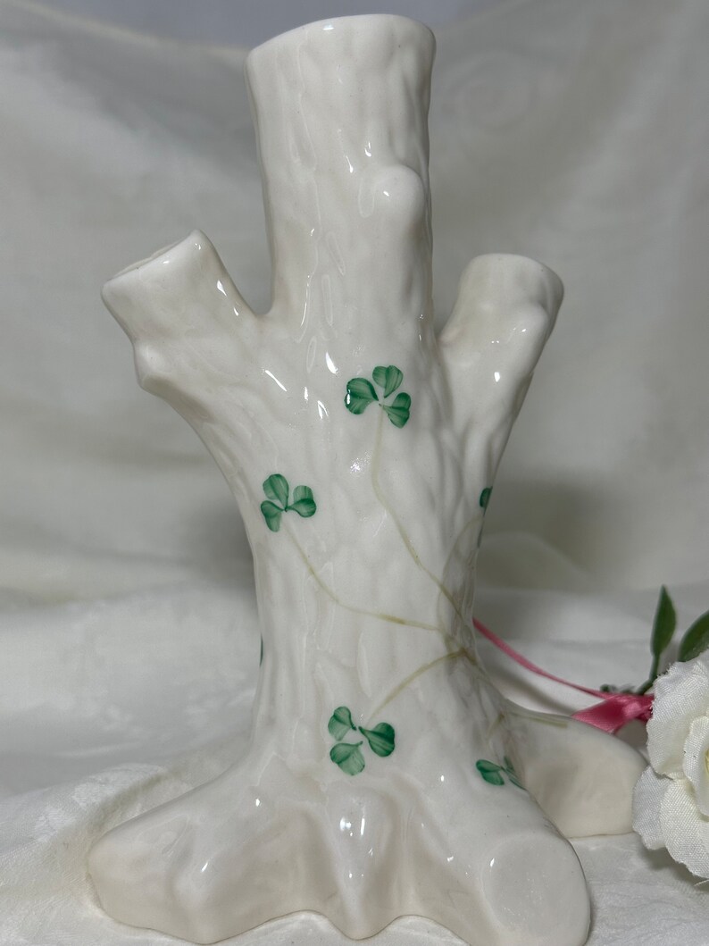 Tree Trunk Vase by Belleek Tree Shaped Vase With Shamrocks Etsy