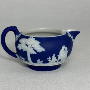 Wedgwood Blue Jasperware Creamer - Dark Blue w/ Decoration