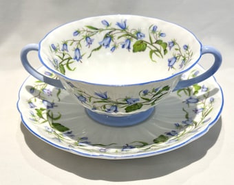 Shelley Harebell Cream Soup Bowl & Saucer, Pattern 13590