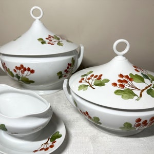 Red Currants by Richard Ginori - Vintage Porcelain Tureens & Gravy Boat, Choose from Individual Pieces