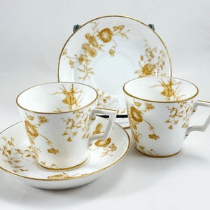 Royal Crown Derby Demitasse Cup and Saucer Sets: Gold Fern Pattern