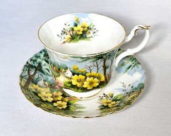 Filiżanka i spodek Royal Albert: zabytkowa porcelana kostna Primrose Hill