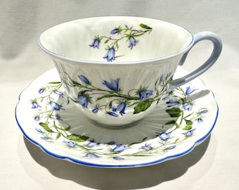 Shelley Harebell Teacup and Saucer: Blue Floral Pattern 13590