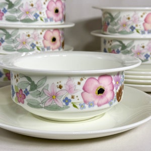 Meadow Sweet by Wedgwood, 1970&#39;s Fine English Bone China Flat Cream Soup Bowl and Saucer. Several Available