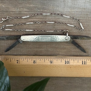 Sheffield Sterling Pocket Knife – IXL George Wostenholm – Monogrammed GRC – With Chain