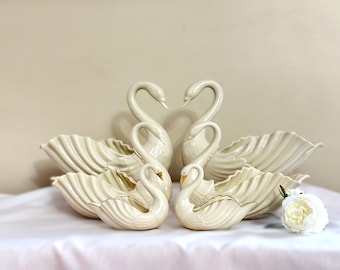 Lenox Swan Bowl Centerpiece – Vintage USA Porcelain – Cream Swan Planter Decor – Choose Size
