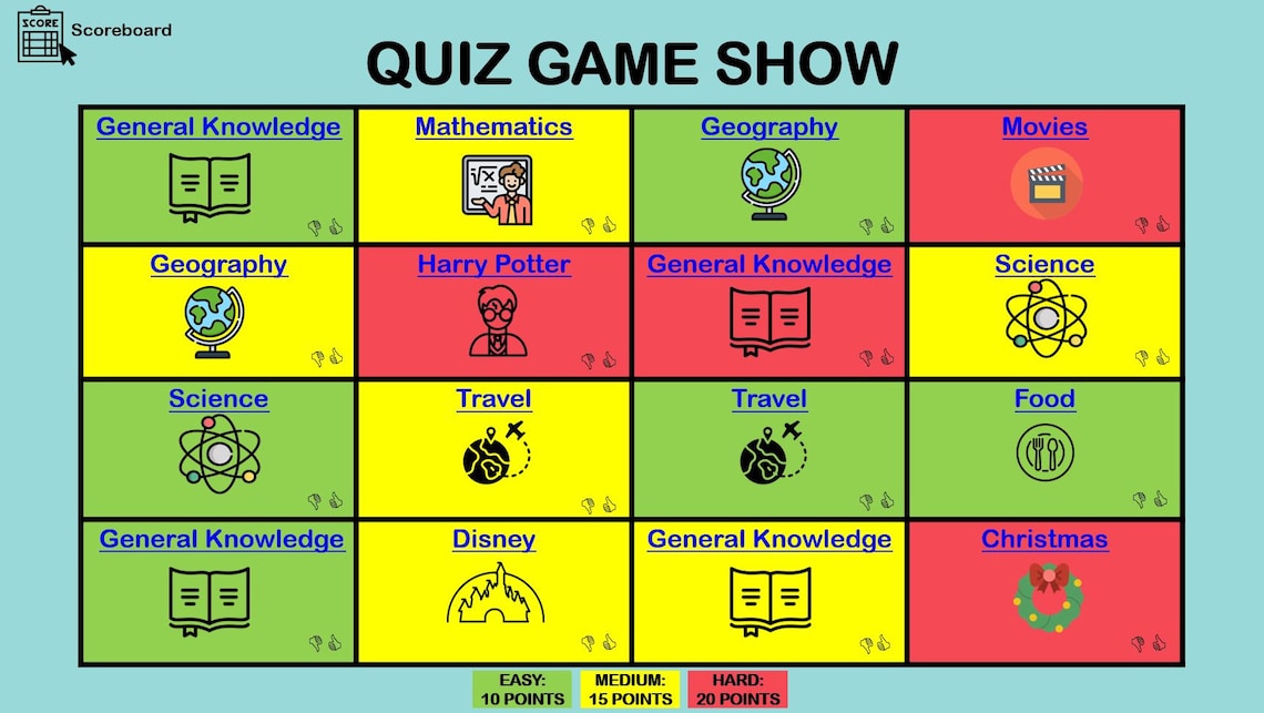 Virtual Quiz Game Highly Customizable Quiz Game Show Powerpoint