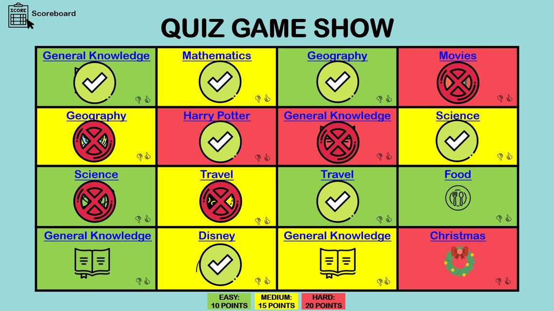 Virtual Quiz Game Highly Customizable Quiz Game Show Powerpoint