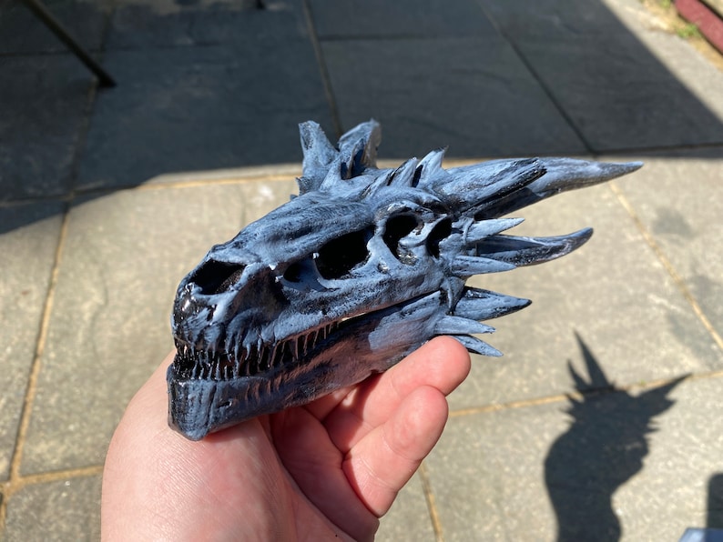 Cráneo de dragón de resina hecho a mano – Decoración de fantasía, inspirado en House of Dragons imagen 7