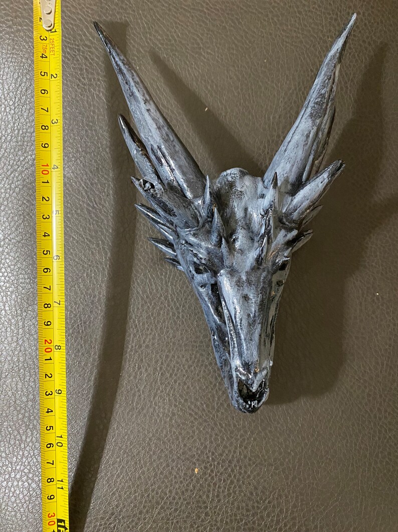 Cráneo de dragón de resina hecho a mano – Decoración de fantasía, inspirado en House of Dragons imagen 9