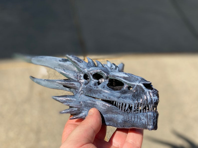 Cráneo de dragón de resina hecho a mano – Decoración de fantasía, inspirado en House of Dragons imagen 8