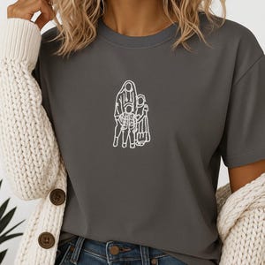 Embroidered Comfort Color T-shirt, Personalized Gift, Minimalist Outline, Gift Giving Tee, Customized Unisex Shirt, Soft Garment-Dyed Tee