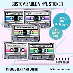 Customizable Mixtape Sticker Personalized Waterproof Vinyl Sticker Retro Vintage Cassette Tape Sticker Customized